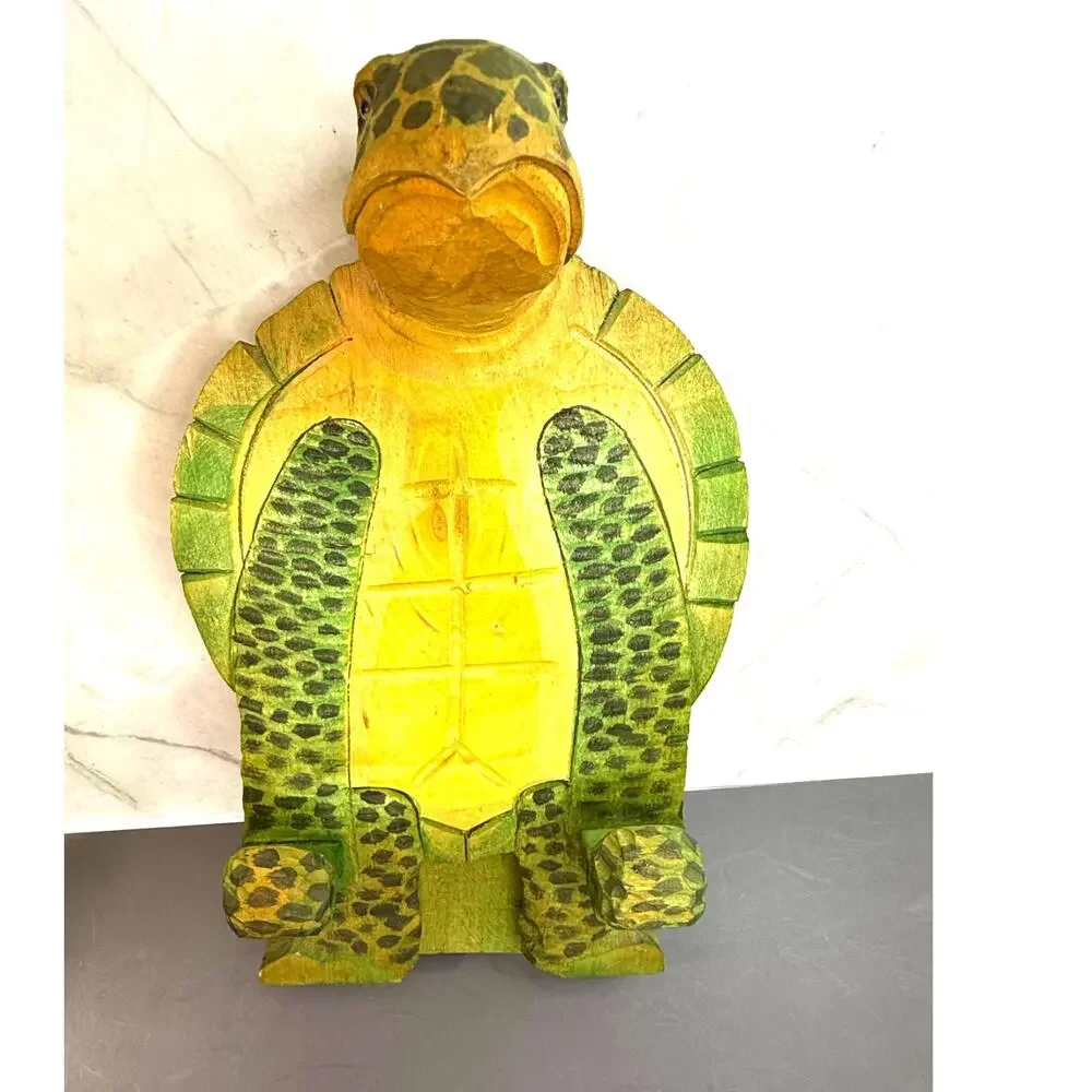 Hand-Carved Wooden Sea Turtle Display Stand Frame Holder Recipe Stand Easel